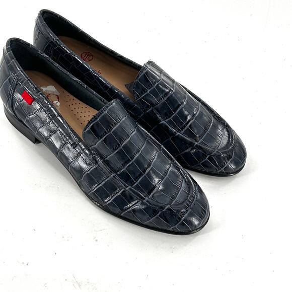 Marc Joseph Madison Ave Loafers 7 NWOT Navy Blue Leather Flats Croc Academia - Picture 8 of 9